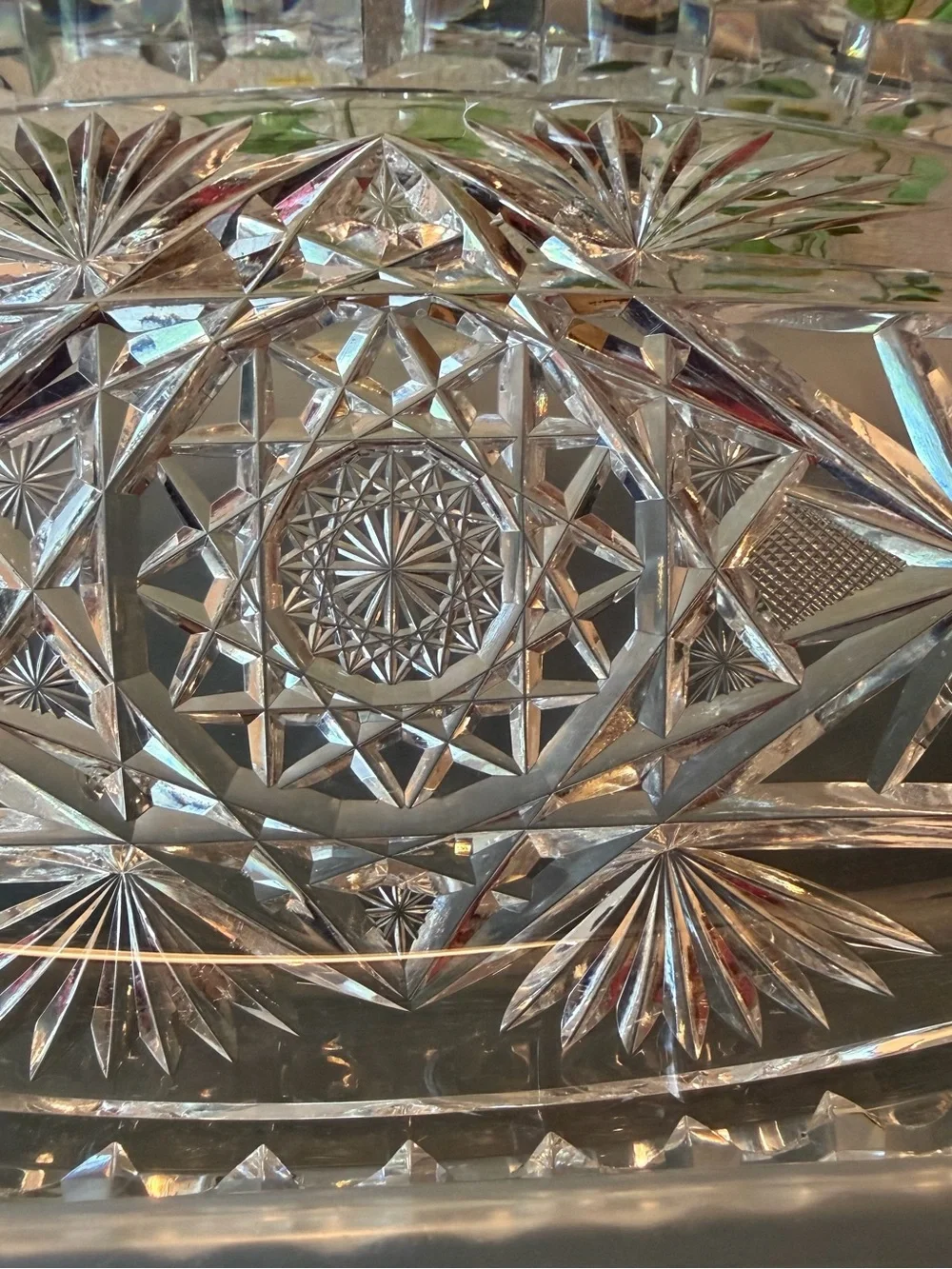 Crystal cut glass oval dish, American Brilliant Period (ABP) 10.5 x 4.3 x 1.5 in